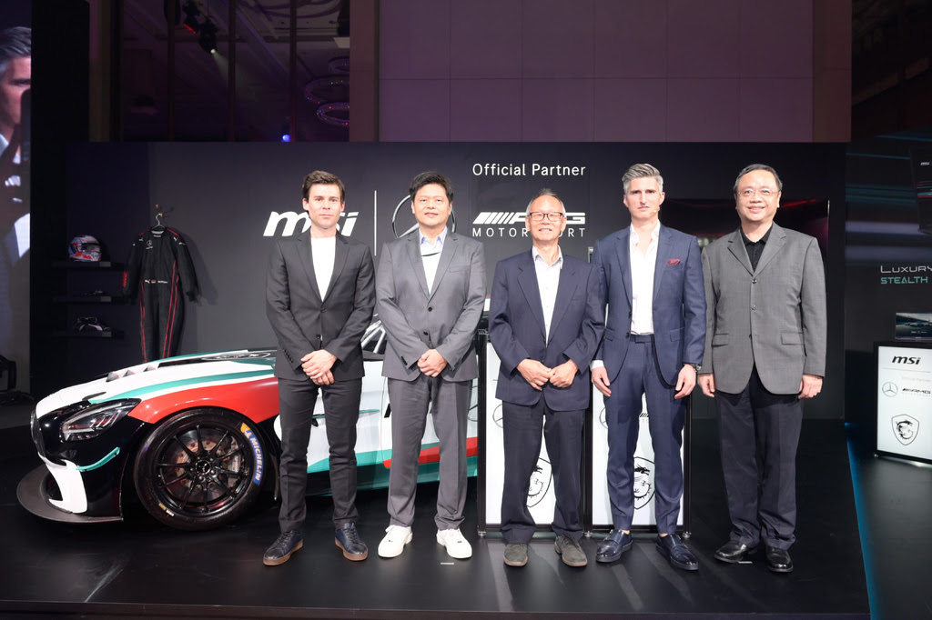MSI與Mercedes-AMG共同宣布成為長期合作夥伴，左至右：Mercedes-AMG 商務發展經理Jan Derenbach、MSI執行副總裁暨NB 產品總經理郭緒光、MSI總經理黃金請、Mercedes-AMG賽車部負責人Christoph Sagemüller、MSI行銷副總經理程惠正.jpg